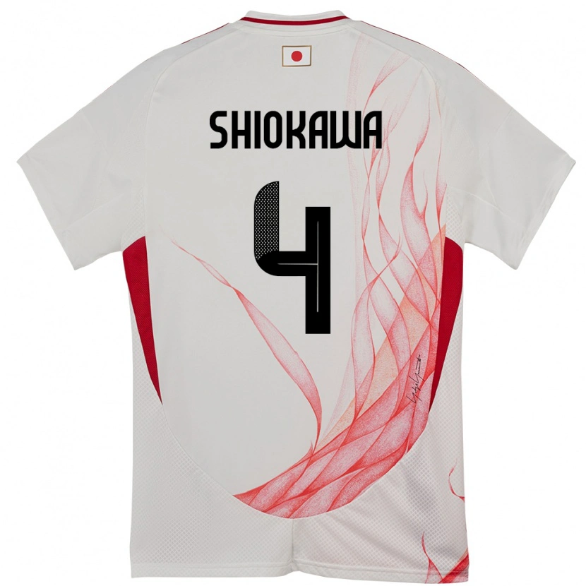 Danxen Hombre Camiseta Japón Harumichi Shiokawa #4 Blanco 2ª Equipación 24-26 La Camisa