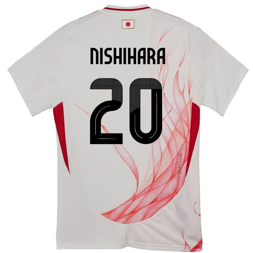 Danxen Hombre Camiseta Japón Motoki Nishihara #20 Blanco 2ª Equipación 24-26 La Camisa