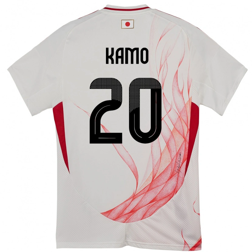 Danxen Hombre Camiseta Japón Yuito Kamo #20 Blanco 2ª Equipación 24-26 La Camisa