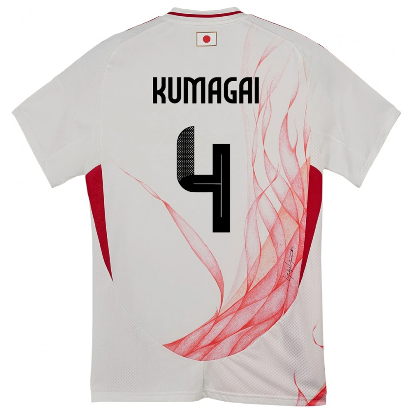 Danxen Hombre Camiseta Japón Saki Kumagai #4 Blanco 2ª Equipación 24-26 La Camisa