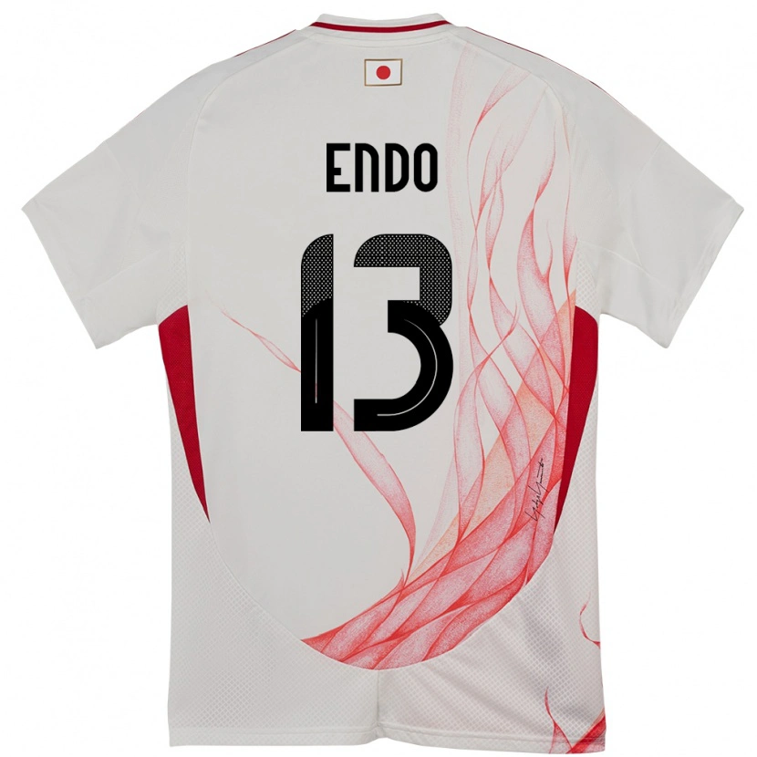 Danxen Hombre Camiseta Japón Jun Endo #13 Blanco 2ª Equipación 24-26 La Camisa