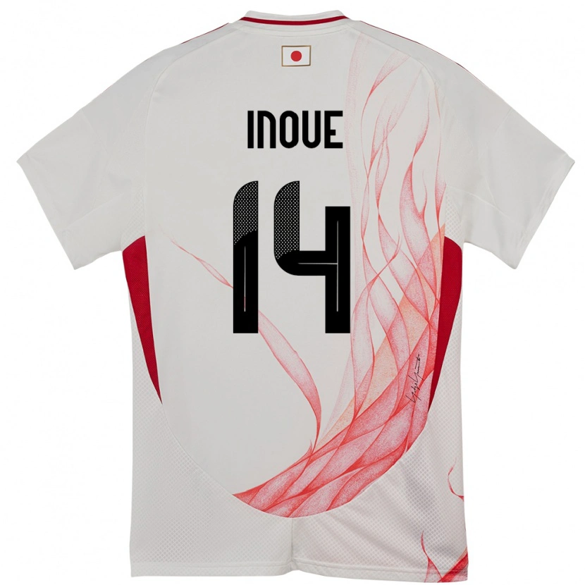 Danxen Hombre Camiseta Japón Ayaka Inoue #14 Blanco 2ª Equipación 24-26 La Camisa