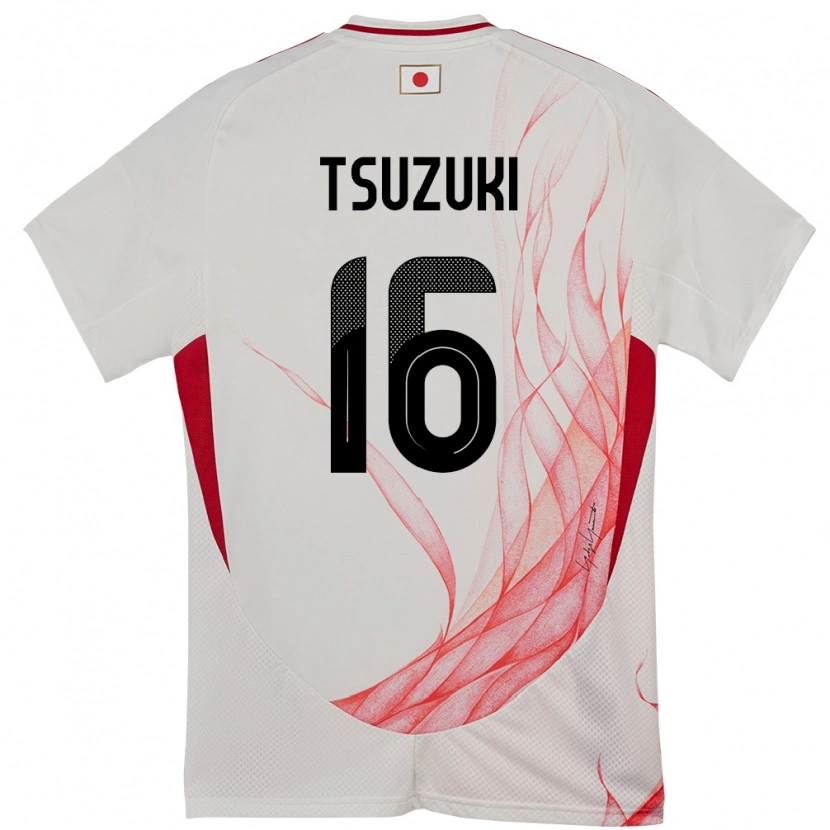 Danxen Hombre Camiseta Japón Shunta Tsuzuki #16 Blanco 2ª Equipación 24-26 La Camisa