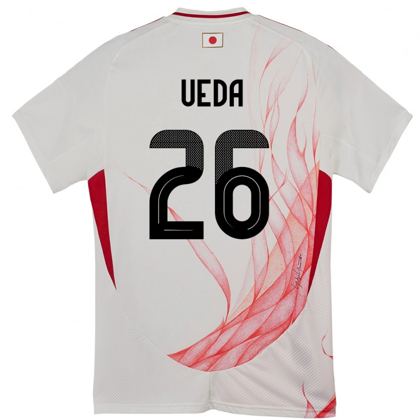Danxen Hombre Camiseta Japón Ayase Ueda #26 Blanco 2ª Equipación 24-26 La Camisa