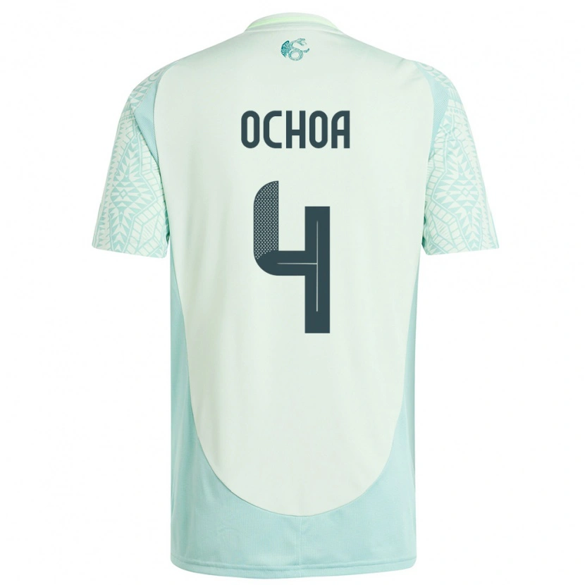 Danxen Hombre Camiseta México Diego Ochoa #4 Lino Verde 2ª Equipación 24-26 La Camisa