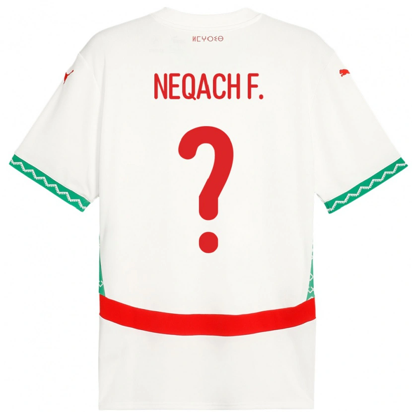 Danxen Hombre Camiseta Marruecos Aarón Neqach Fernández #0 Blanco 2ª Equipación 24-26 La Camisa