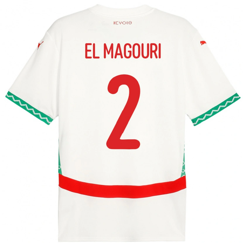 Danxen Hombre Camiseta Marruecos Anas El Magouri #2 Blanco 2ª Equipación 24-26 La Camisa