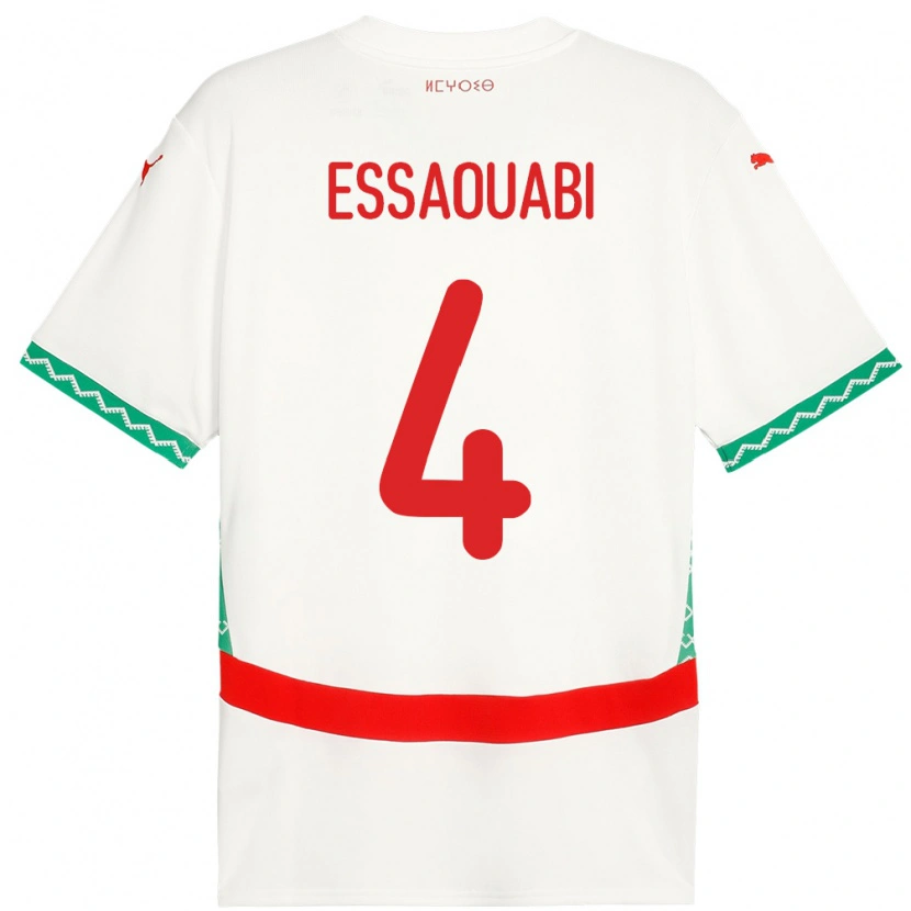 Danxen Hombre Camiseta Marruecos Hatim Essaouabi #4 Blanco 2ª Equipación 24-26 La Camisa