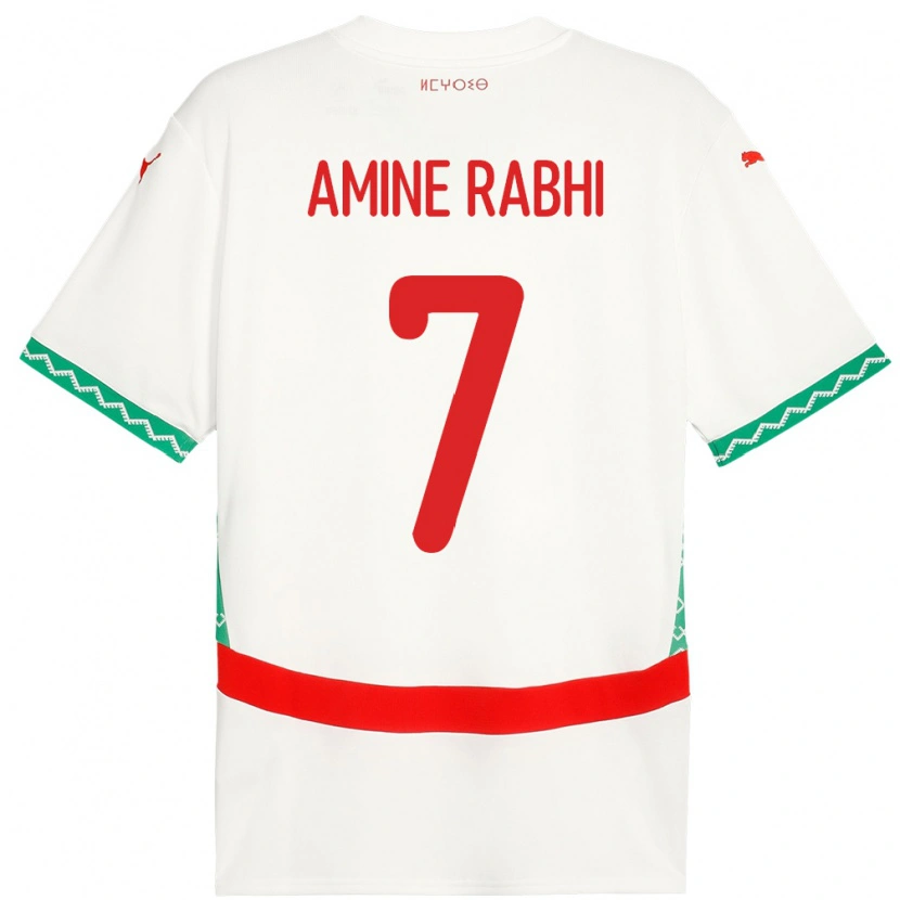 Danxen Hombre Camiseta Marruecos Mohamed Amine Rabhi #7 Blanco 2ª Equipación 24-26 La Camisa