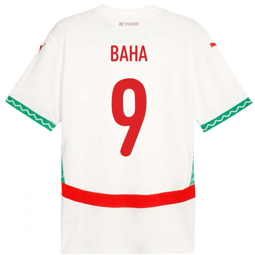 Danxen Hombre Camiseta Marruecos Ziyad Baha #9 Blanco 2ª Equipación 24-26 La Camisa