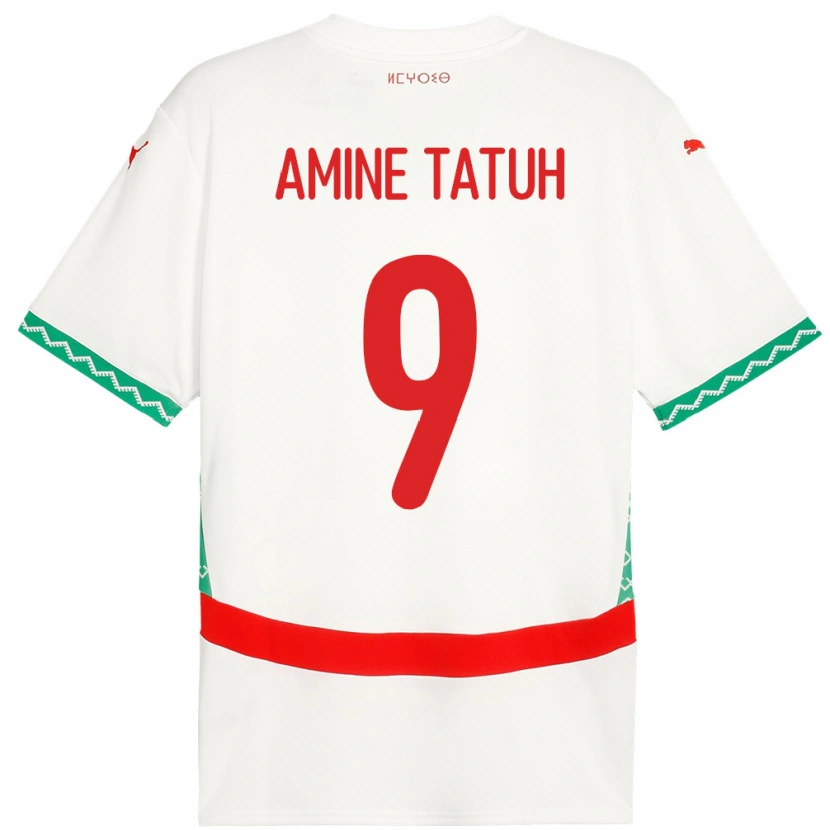 Danxen Hombre Camiseta Marruecos Mohammed Amine Tatuh #9 Blanco 2ª Equipación 24-26 La Camisa