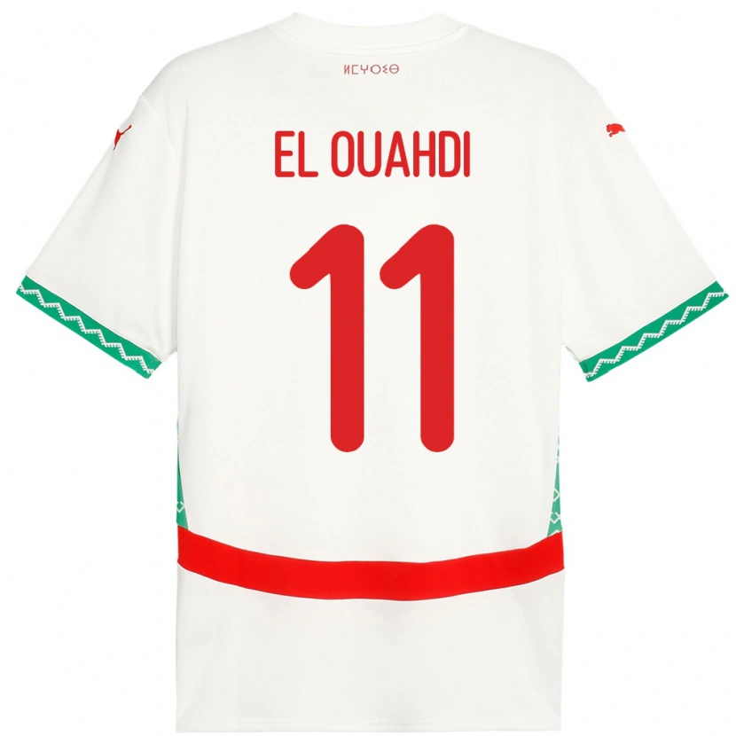 Danxen Hombre Camiseta Marruecos Zakaria El Ouahdi #11 Blanco 2ª Equipación 24-26 La Camisa