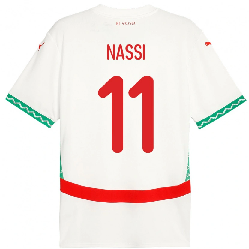 Danxen Hombre Camiseta Marruecos Walid Nassi #11 Blanco 2ª Equipación 24-26 La Camisa