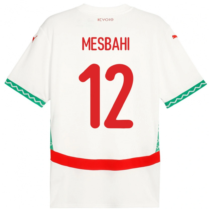Danxen Hombre Camiseta Marruecos Hakim Mesbahi #12 Blanco 2ª Equipación 24-26 La Camisa