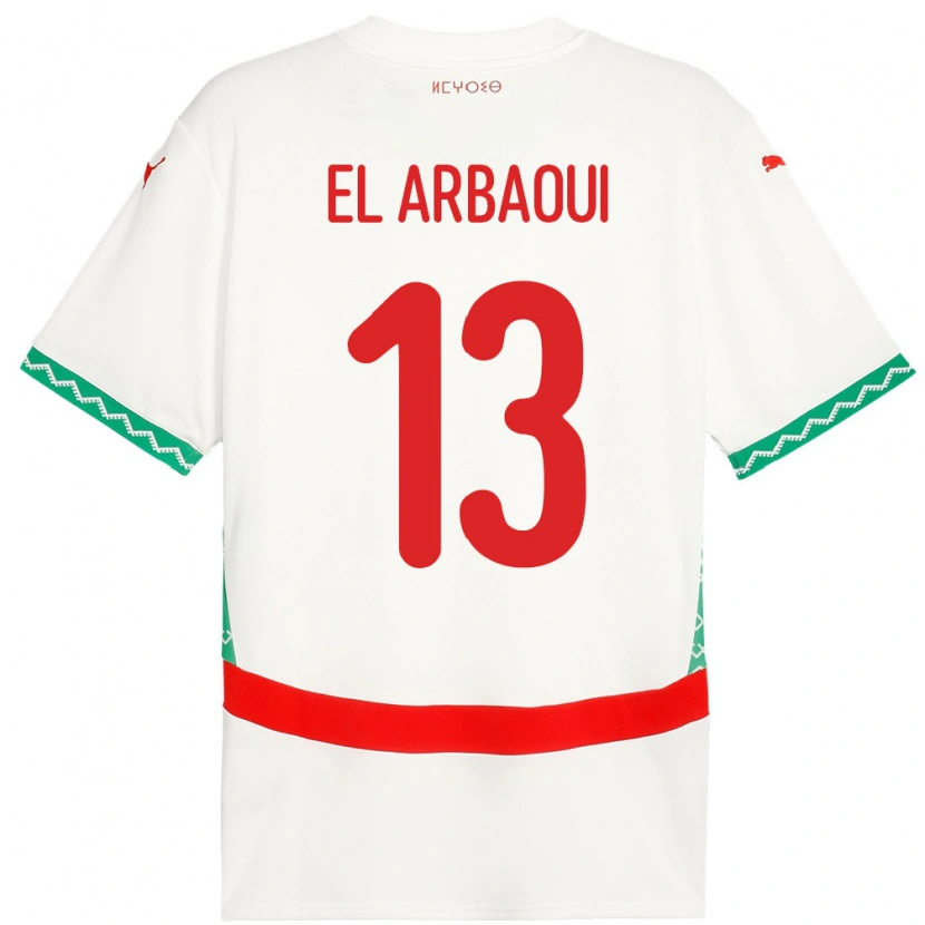 Danxen Hombre Camiseta Marruecos Ilyas El Arbaoui #13 Blanco 2ª Equipación 24-26 La Camisa