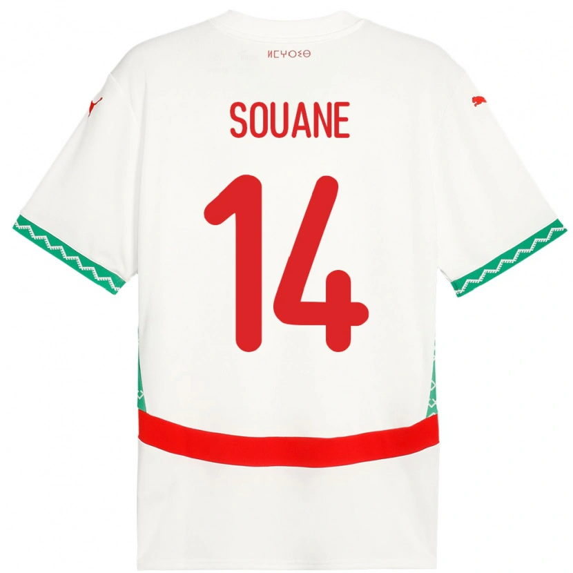 Danxen Hombre Camiseta Marruecos Amine Souane #14 Blanco 2ª Equipación 24-26 La Camisa
