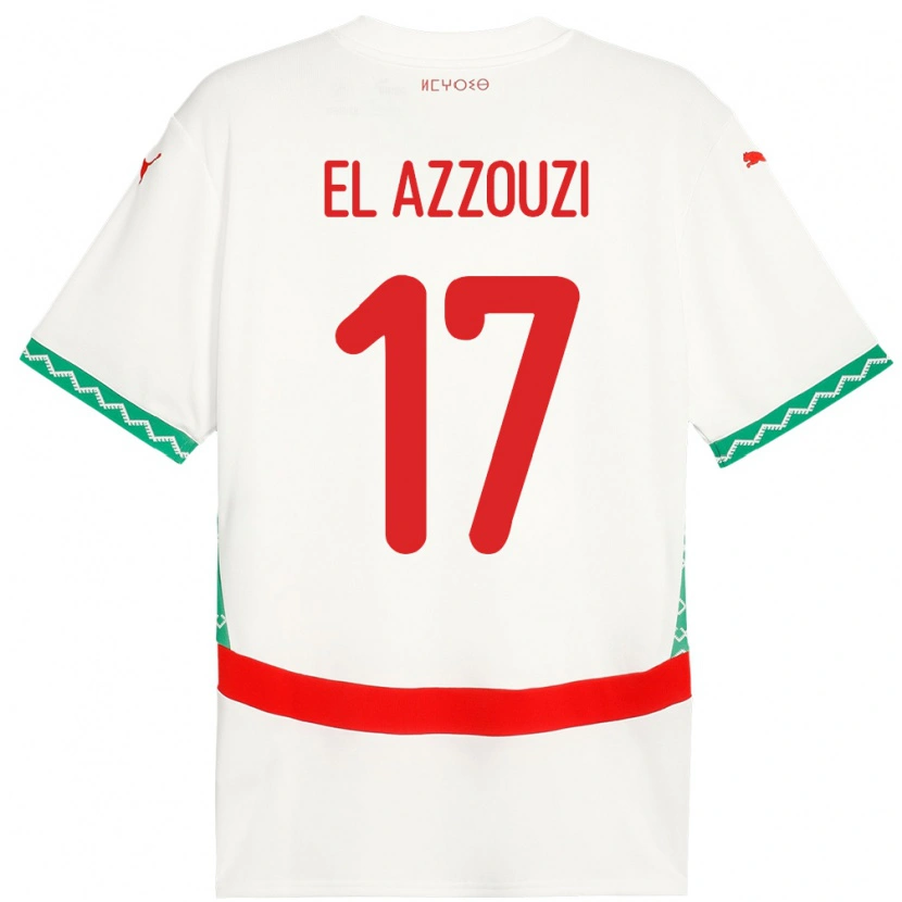 Danxen Hombre Camiseta Marruecos Oussama El Azzouzi #17 Blanco 2ª Equipación 24-26 La Camisa