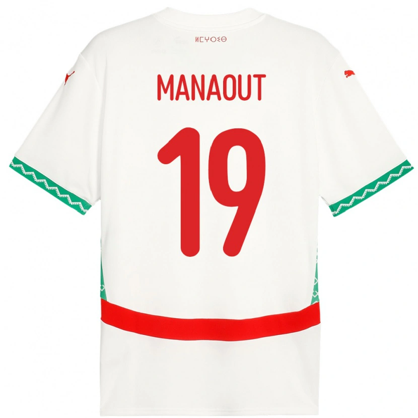Danxen Hombre Camiseta Marruecos Haytam Manaout #19 Blanco 2ª Equipación 24-26 La Camisa