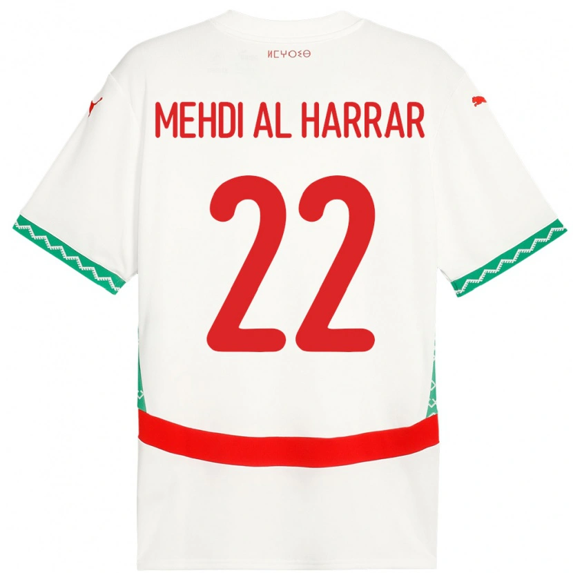 Danxen Hombre Camiseta Marruecos El Mehdi Al Harrar #22 Blanco 2ª Equipación 24-26 La Camisa