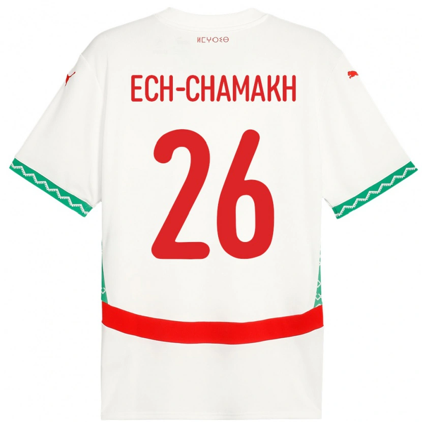 Danxen Hombre Camiseta Marruecos Jamal Ech-Chamakh #26 Blanco 2ª Equipación 24-26 La Camisa