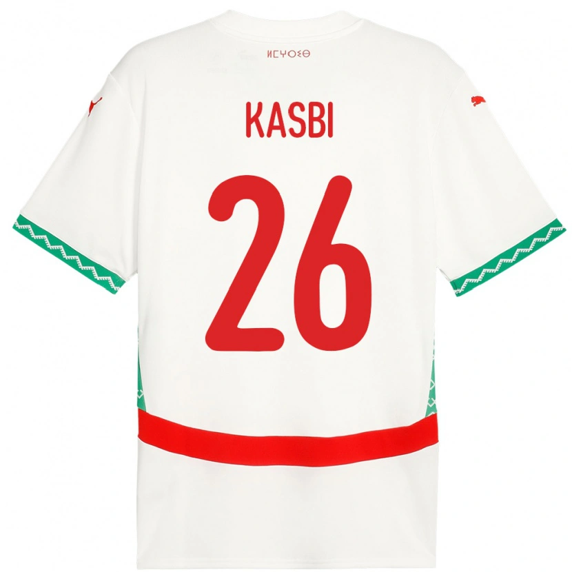 Danxen Hombre Camiseta Marruecos Khalid Kasbi #26 Blanco 2ª Equipación 24-26 La Camisa