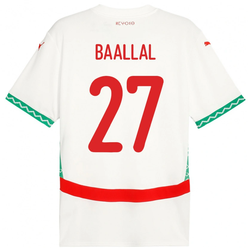 Danxen Hombre Camiseta Marruecos Adam Baallal #27 Blanco 2ª Equipación 24-26 La Camisa