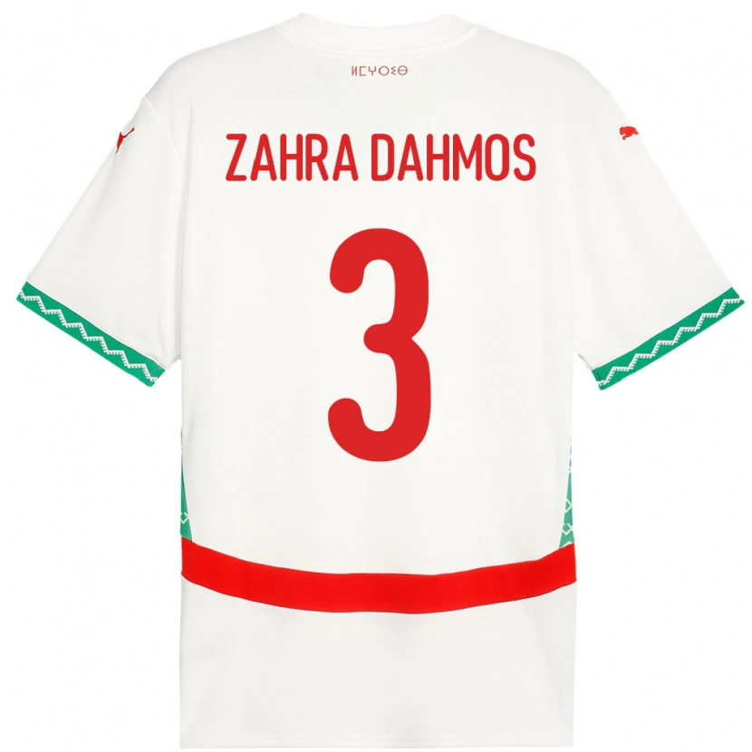 Danxen Hombre Camiseta Marruecos Fatima Zahra Dahmos #3 Blanco 2ª Equipación 24-26 La Camisa