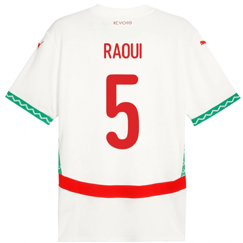 Danxen Hombre Camiseta Marruecos Oussama Raoui #5 Blanco 2ª Equipación 24-26 La Camisa