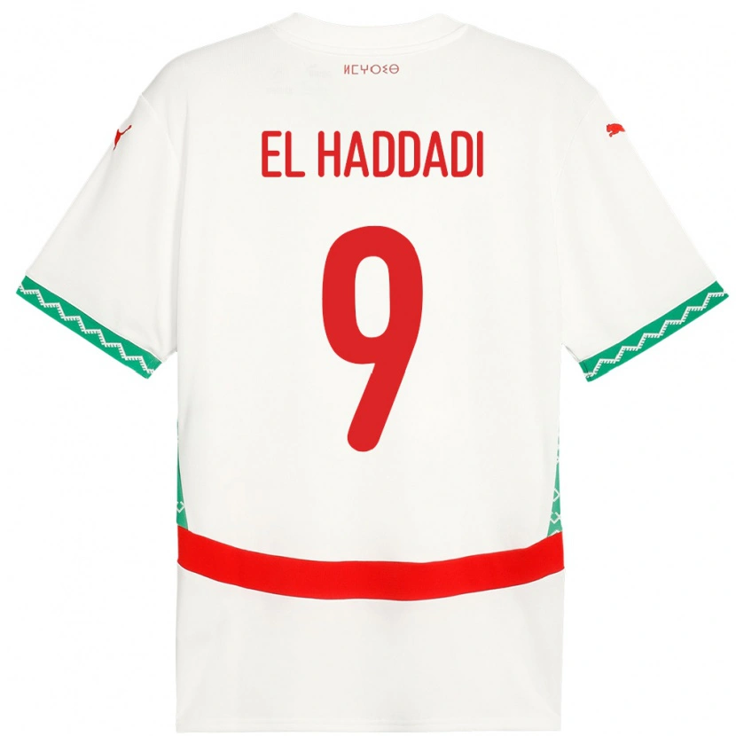 Danxen Hombre Camiseta Marruecos Munir El Haddadi #9 Blanco 2ª Equipación 24-26 La Camisa