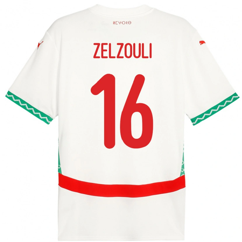 Danxen Hombre Camiseta Marruecos Abdessamad Zelzouli #16 Blanco 2ª Equipación 24-26 La Camisa