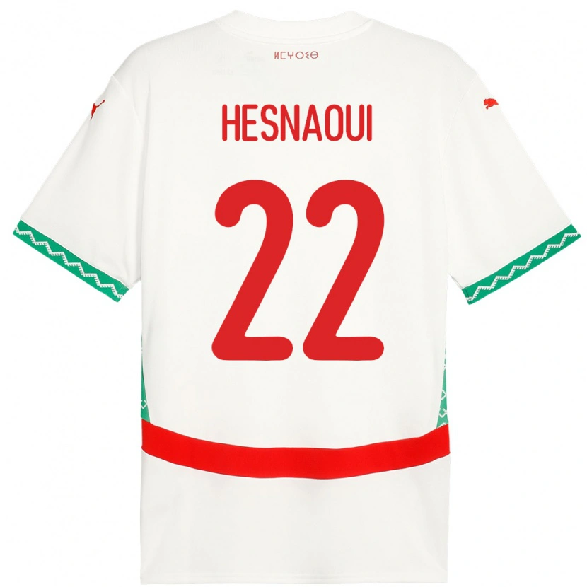 Danxen Hombre Camiseta Marruecos Hind Hesnaoui #22 Blanco 2ª Equipación 24-26 La Camisa