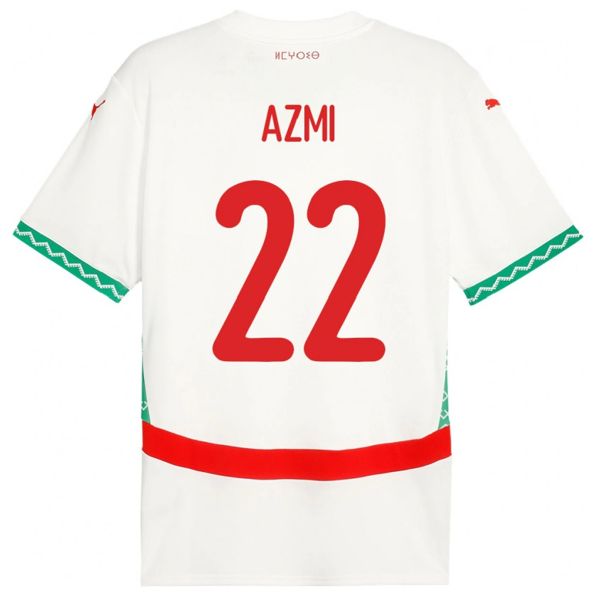 Danxen Hombre Camiseta Marruecos Ahmed Azmi #22 Blanco 2ª Equipación 24-26 La Camisa