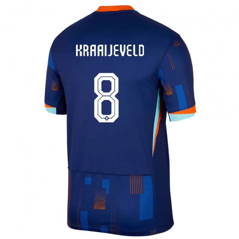 Danxen Hombre Camiseta Países Bajos Thijs Kraaijeveld #8 Azul 2ª Equipación 24-26 La Camisa
