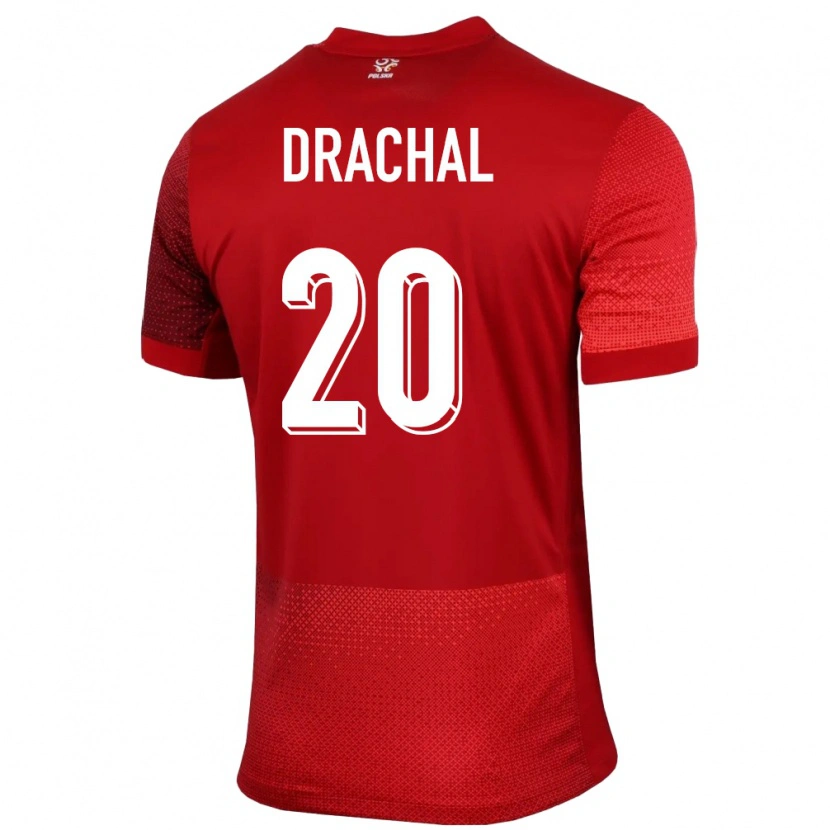 Danxen Hombre Camiseta Polonia Dawid Drachal #20 Rojo 2ª Equipación 24-26 La Camisa