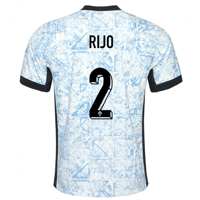 Danxen Hombre Camiseta Portugal João Rijo #2 Crema Azul 2ª Equipación 24-26 La Camisa