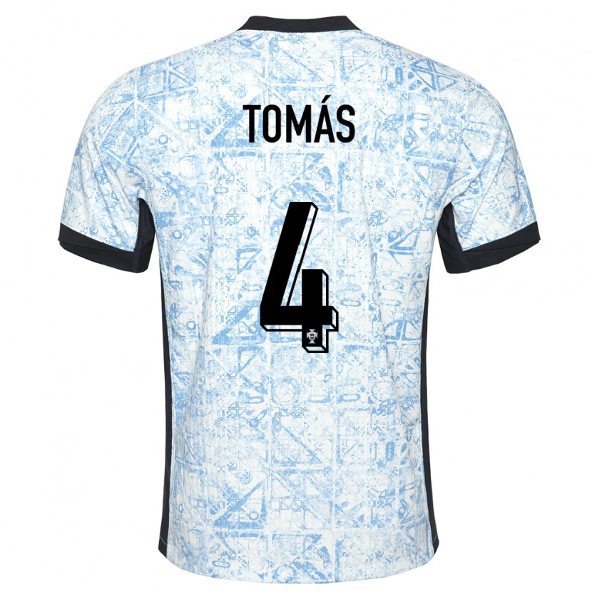 Danxen Hombre Camiseta Portugal Tomás Ferreira #4 Crema Azul 2ª Equipación 24-26 La Camisa