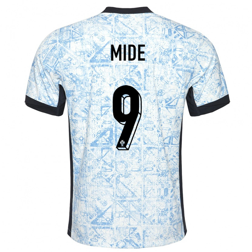 Danxen Hombre Camiseta Portugal Mateus Mide #9 Crema Azul 2ª Equipación 24-26 La Camisa