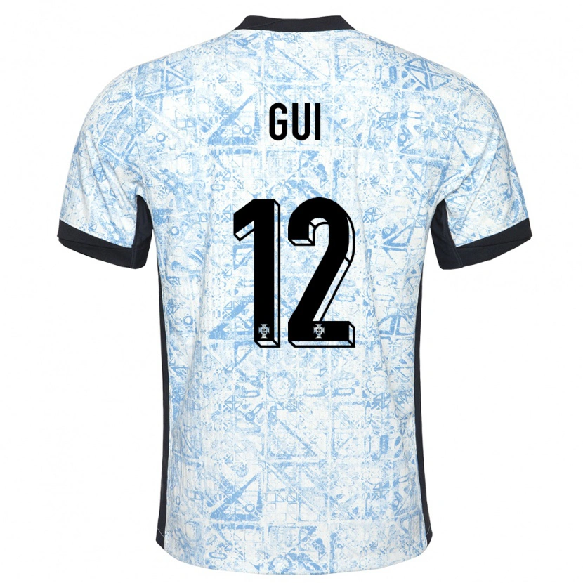 Danxen Hombre Camiseta Portugal Gui #12 Crema Azul 2ª Equipación 24-26 La Camisa