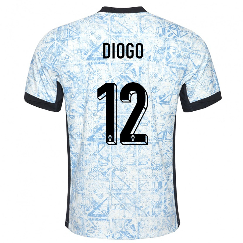 Danxen Hombre Camiseta Portugal Diogo Ferreira #12 Crema Azul 2ª Equipación 24-26 La Camisa