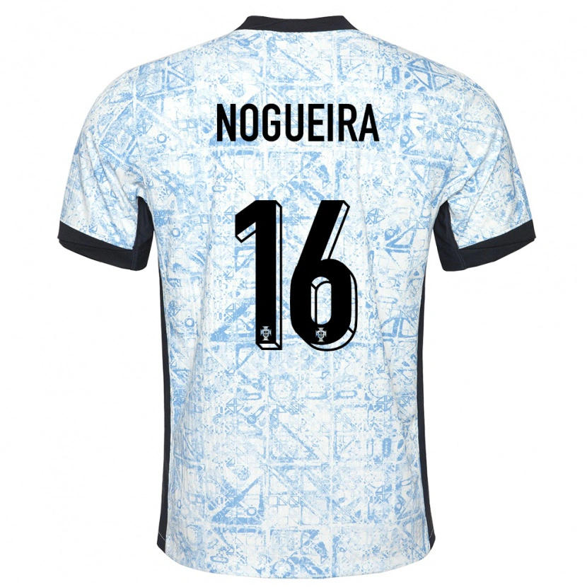 Danxen Hombre Camiseta Portugal Rodrigo Nogueira #16 Crema Azul 2ª Equipación 24-26 La Camisa