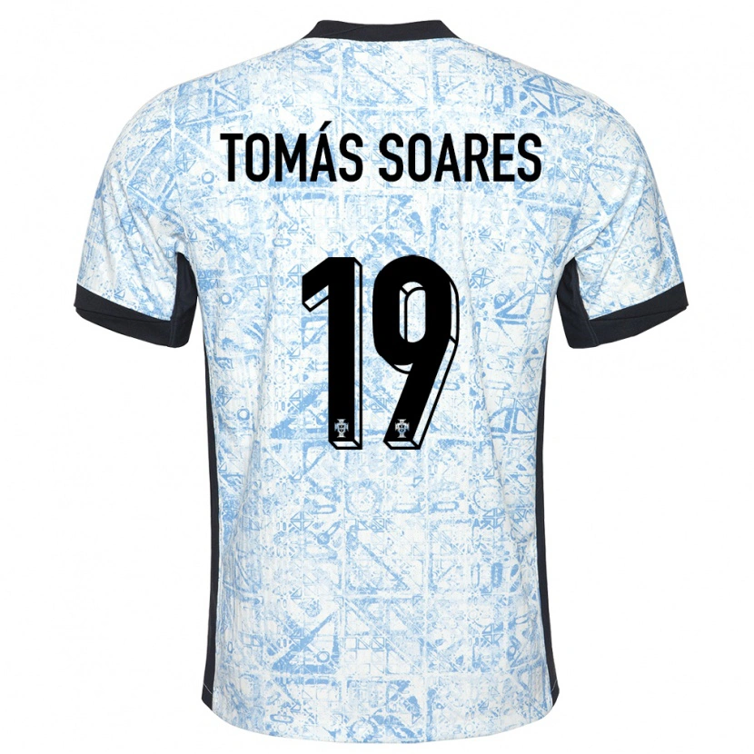 Danxen Hombre Camiseta Portugal Tomás Soares #19 Crema Azul 2ª Equipación 24-26 La Camisa