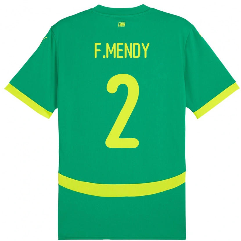 Danxen Hombre Camiseta Senegal Formose Mendy #2 Verde 2ª Equipación 24-26 La Camisa