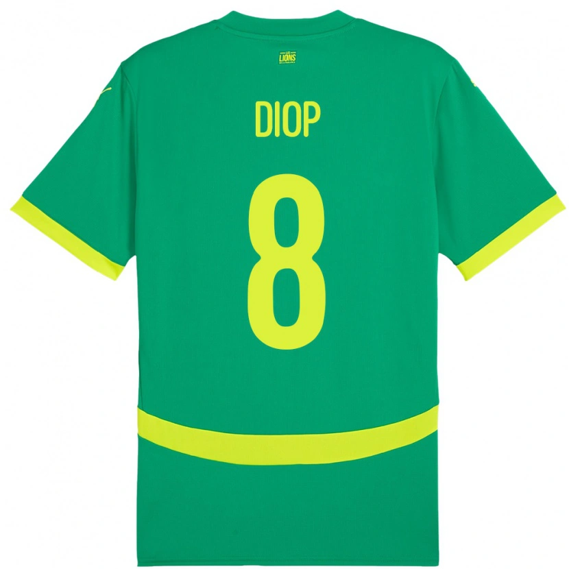 Danxen Hombre Camiseta Senegal Amidou Diop #8 Verde 2ª Equipación 24-26 La Camisa