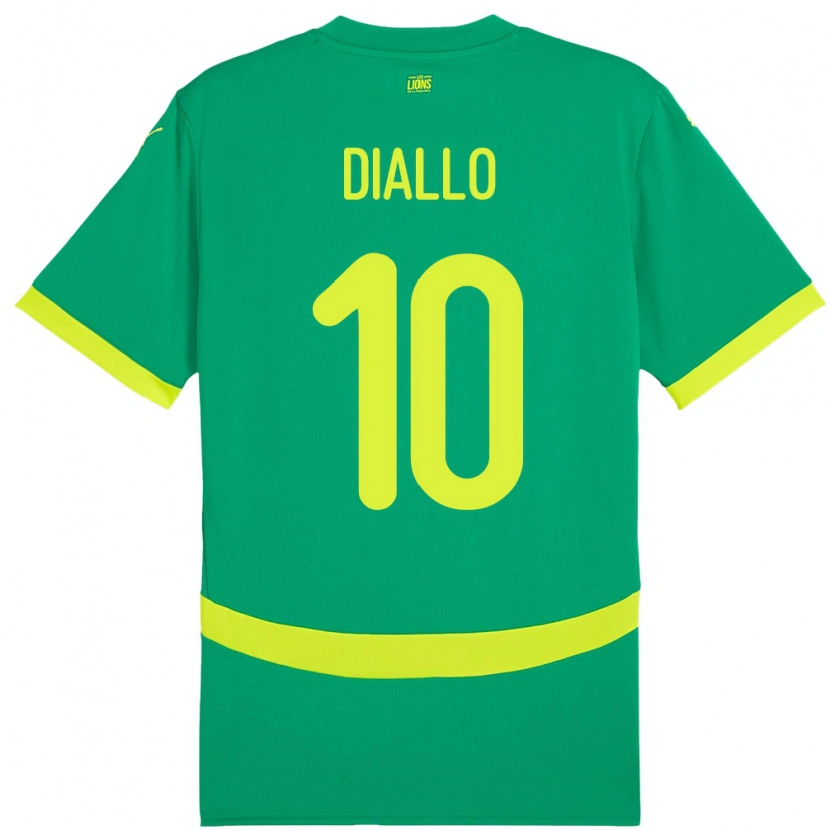 Danxen Hombre Camiseta Senegal Samba Diallo #10 Verde 2ª Equipación 24-26 La Camisa