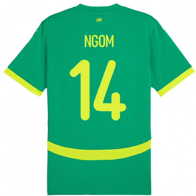 Danxen Hombre Camiseta Senegal Libasse Ngom #14 Verde 2ª Equipación 24-26 La Camisa
