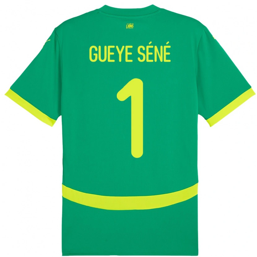 Danxen Hombre Camiseta Senegal Thiaba Gueye Sene #1 Verde 2ª Equipación 24-26 La Camisa