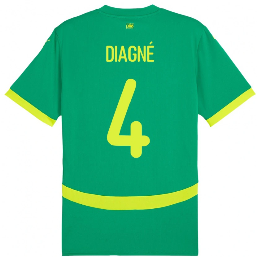 Danxen Hombre Camiseta Senegal Cavin Diagne #4 Verde 2ª Equipación 24-26 La Camisa