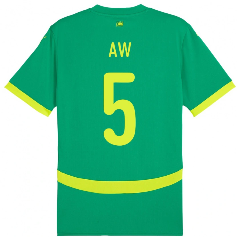 Danxen Hombre Camiseta Senegal Souleymane Aw #5 Verde 2ª Equipación 24-26 La Camisa