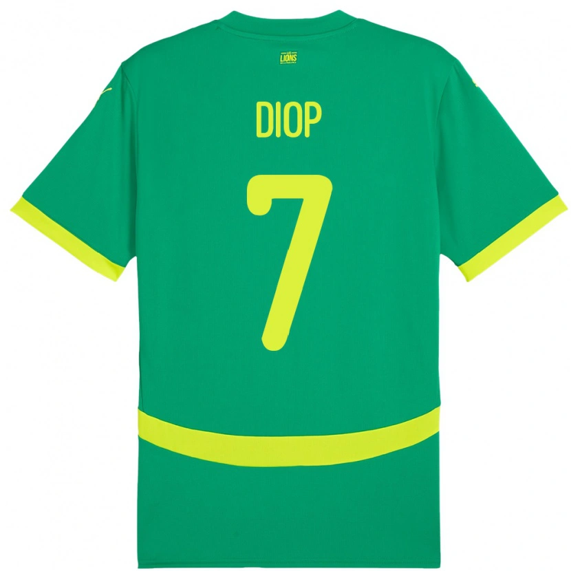 Danxen Hombre Camiseta Senegal Mama Diop #7 Verde 2ª Equipación 24-26 La Camisa