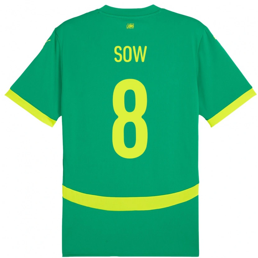 Danxen Hombre Camiseta Senegal Mbayang Sow #8 Verde 2ª Equipación 24-26 La Camisa